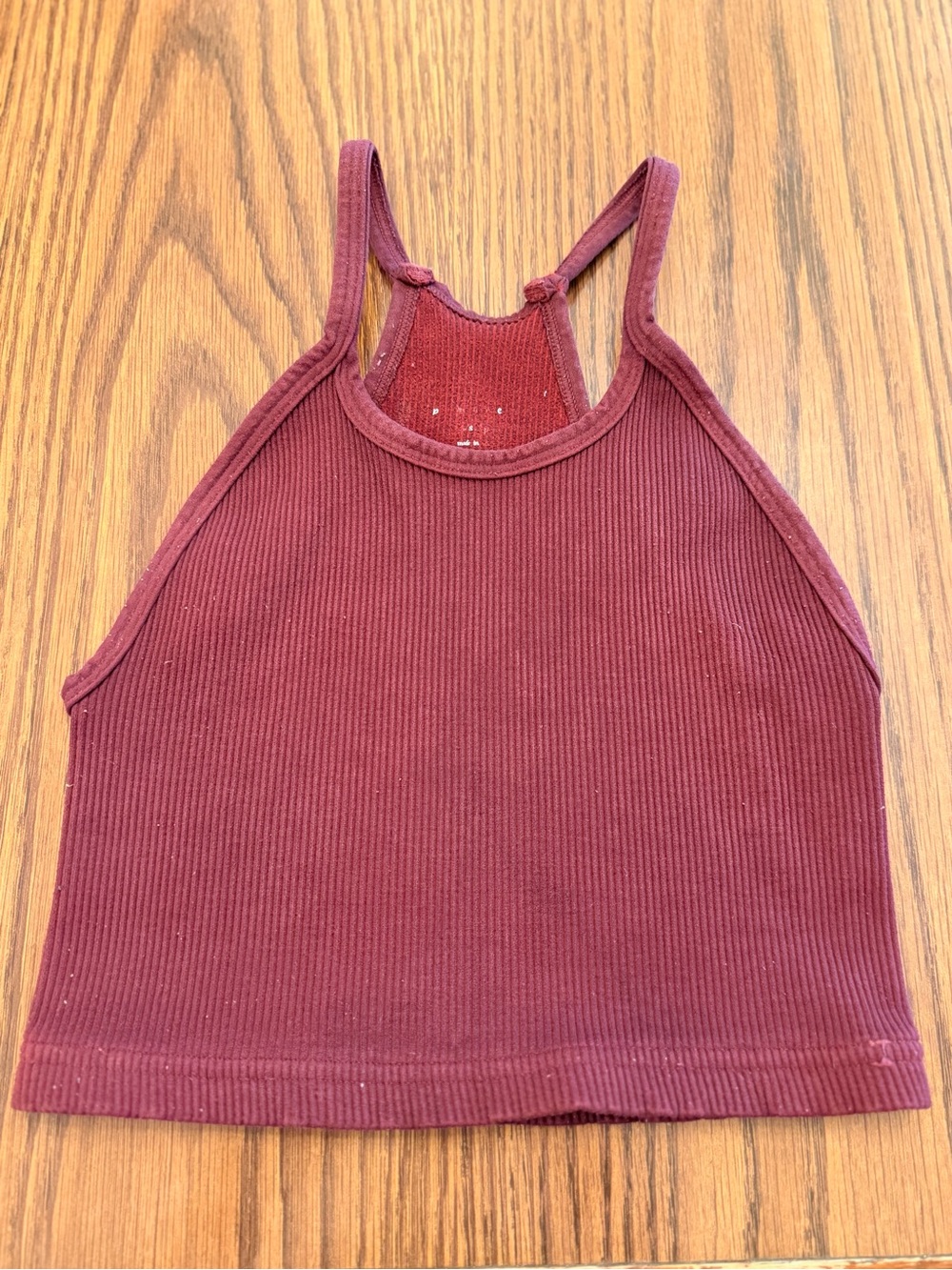 FP Movement by Free People Ribbed Burgundy Halter Crop Tank
